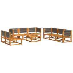 vidaXL 9-delige tuinbankset met kussens acaciahout & touw