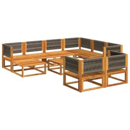 vidaXL 10-delige tuinbankset met kussens van acaciahout en touw