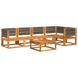 vidaXL 6-delige tuinbankset met kussens acaciahout & touw