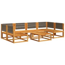 vidaXL 7-delige tuinbankset met kussens acaciahout & touw
