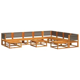 vidaXL 11-delige tuinbankset met kussens acaciahout & touw