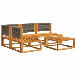 vidaXL 5-delige tuinset met kussens van acaciahout en touw