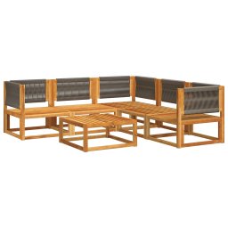 vidaXL 6-delige tuinbankset met kussens acaciahout & touw