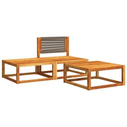 vidaXL 3-delige tuinbankset met kussens acaciahout & touw