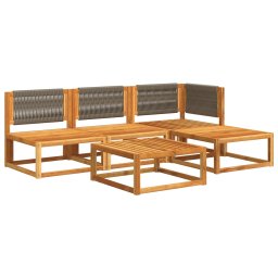 vidaXL 5-delige tuinset met kussens van acaciahout en touw