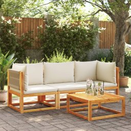 vidaXL Tuinhoekbank met kussens acaciahout & touw