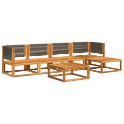 vidaXL 6-delige tuinbankset met kussens acaciahout & touw