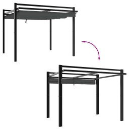 vidaXL Prieel met uittrekbaar dak 3x3 m aluminium antracietkleurig