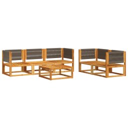 vidaXL 6-delige tuinbankset met kussens acaciahout & touw