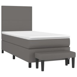 vidaXL Boxspring met matras kunstleer grijs 90x190 cm