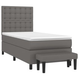 vidaXL Boxspring met matras kunstleer grijs 90x190 cm