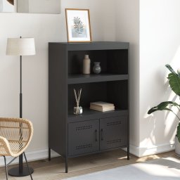 vidaXL Hoge kast 68x39x113 cm staal zwart