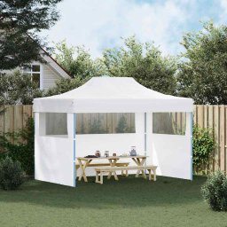 vidaXL Partytent met 3 zijwanden inklapbaar 280x410x315 cm staal wit