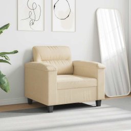 vidaXL Fauteuil 60 cm microvezelstof crèmekleurig