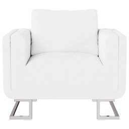 vidaXL Fauteuil met verchroomde poten kubus kunstleer wit