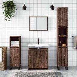 vidaXL 2-delige Badkamermeubelset bewerkt hout bruin eikenkleur