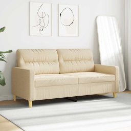 vidaXL Tweezitsbank 140 cm stof crèmekleurig