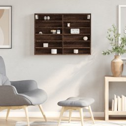 vidaXL Vitrinekast 80x8,5x58 cm bewerkt hout bruin eikenkleurig