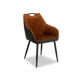 Stoel met armleuningen GABRIELLE cognac/grijs