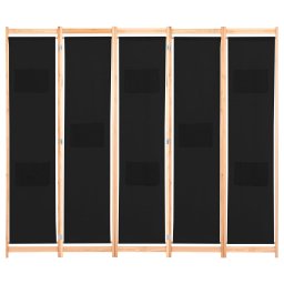 vidaXL Kamerscherm met 5 panelen 200x170x4 cm stof zwart