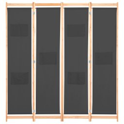 vidaXL Kamerscherm met 4 panelen 160x170x4 cm stof grijs