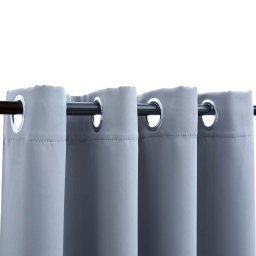 vidaXL Gordijn verduisterend met metalen ringen 2 st 140x175 cm grijs