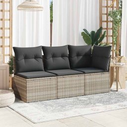 vidaXL Tuinstoel zonder armleuning met kussens poly rattan lichtgrijs