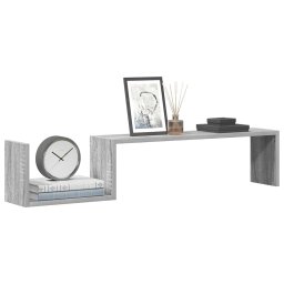 vidaXL Wandschappen 2 st 100x15x20 cm bewerkt hout grijs sonoma eiken