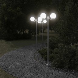 vidaXL Buitenvloerlampen 3 st 215 cm roestvrij staal zilverkleurig