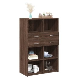 vidaXL Hoge kast 80x42,5x124 cm bewerkt hout bruin eikenkleurig