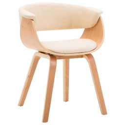 vidaXL Eetkamerstoelen 2 st gebogen hout en kunstleer crèmekleurig