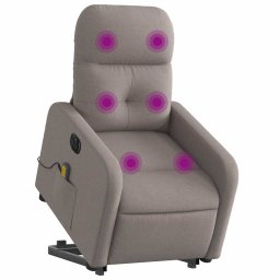 vidaXL Sta-op-massagestoel elektrisch verstelbaar stof taupe