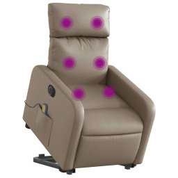vidaXL Sta-op-massagestoel elektrisch kunstleer cappuccinokleurig