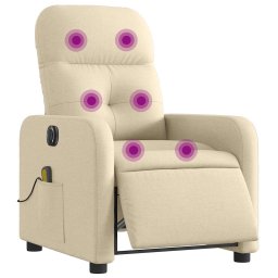 vidaXL Massagestoel elektrisch verstelbaar stof crèmekleurig