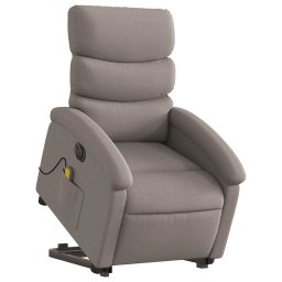 vidaXL Sta-op-massagestoel elektrisch verstelbaar stof taupe