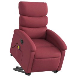 vidaXL Sta-op-massagestoel elektrisch verstelbaar stof wijnrood