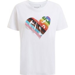 Guess - Maat M - Rainbow Street Dames T-Shirt - Wit