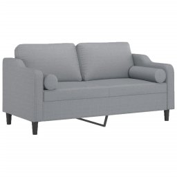 vidaXL Tweezitsbank met sierkussens 140 cm stof lichtgrijs