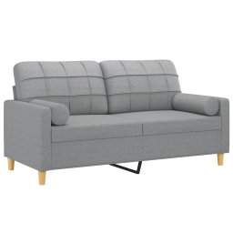 vidaXL Tweezitsbank met sierkussens 140 cm stof lichtgrijs