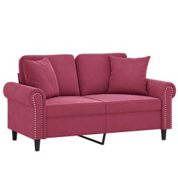 vidaXL Tweezitsbank met sierkussens 120 cm fluweel wijnrood