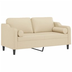 vidaXL Tweezitsbank met sierkussens 140 cm stof crèmekleurig