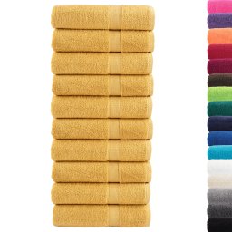 vidaXL Badhanddoeken SOLUND 10 st 600 g/m² 100x150 cm goudkleurig