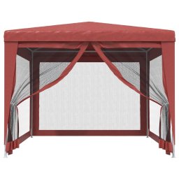 vidaXL Partytent met 4 mesh zijwanden 3x4 m HDPE rood