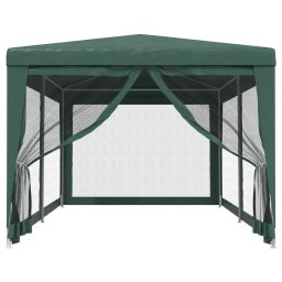 vidaXL Partytent met 6 mesh zijwanden 3x6 m HDPE groen