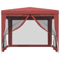 vidaXL Partytent met 4 mesh zijwanden 3x3 m HDPE rood