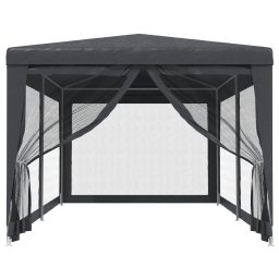 vidaXL Partytent met 6 mesh zijwanden 3x6 m HDPE antracietkleurig
