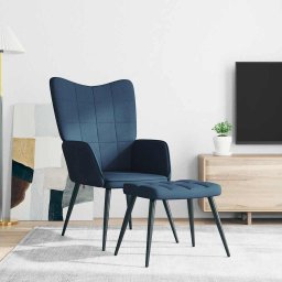 vidaXL Relaxstoel met voetenbank stof blauw