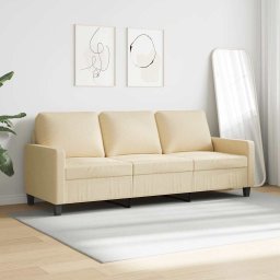 vidaXL Driezitsbank 180 cm stof crèmekleurig