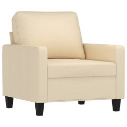 vidaXL 3-delige Loungeset met kussens stof crèmekleurig