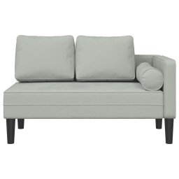 vidaXL Chaise longue met kussens fluweel lichtgrijs
